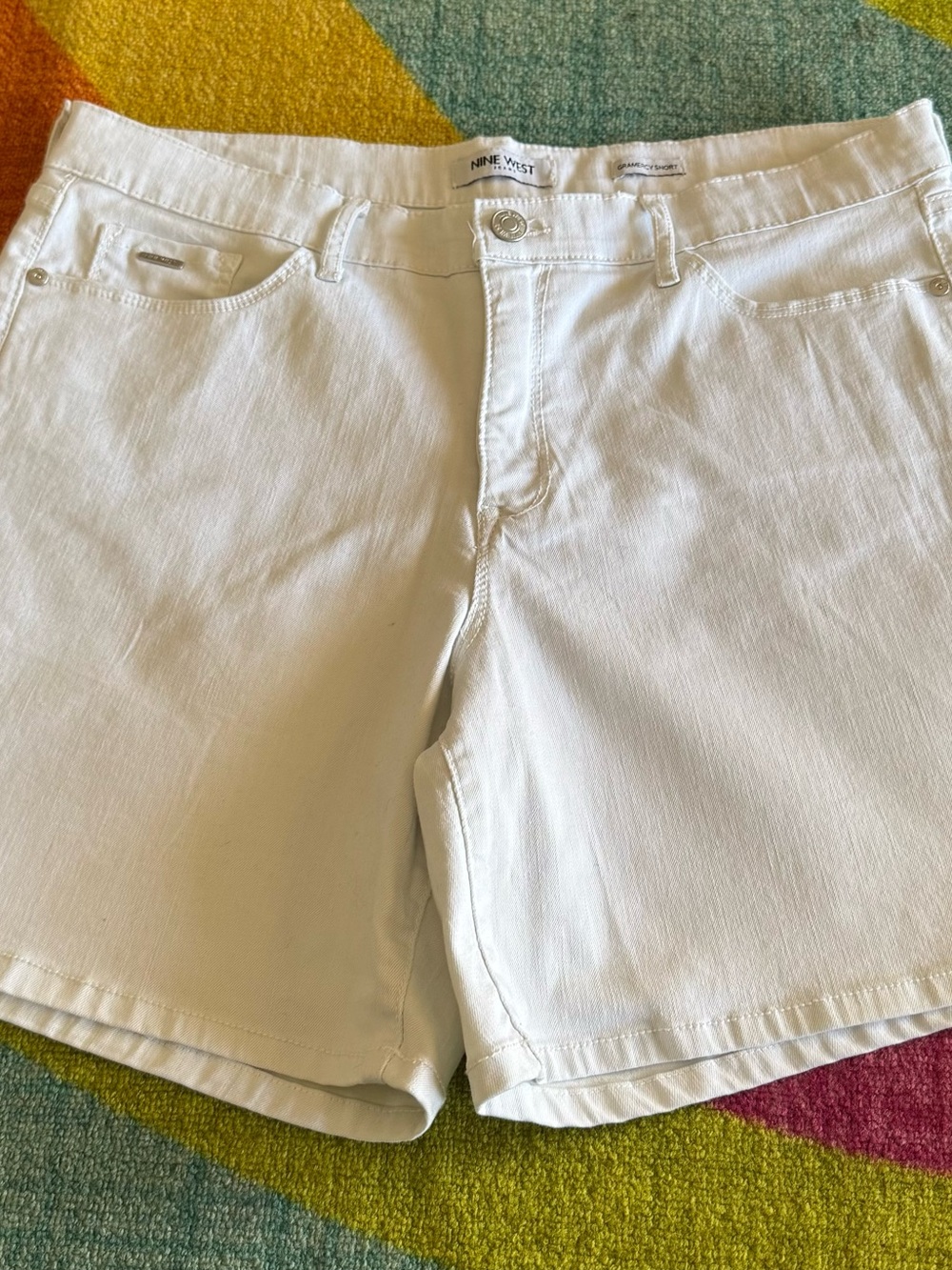 Nine West Women's White Denim Shorts with Classic Five-Pocket Style